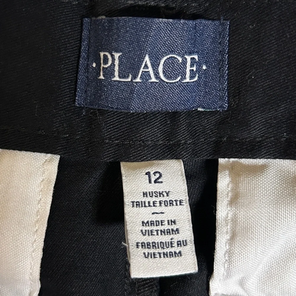 The Children's Place Big Boy Black Adjustable Pant Size 12 (Husky)